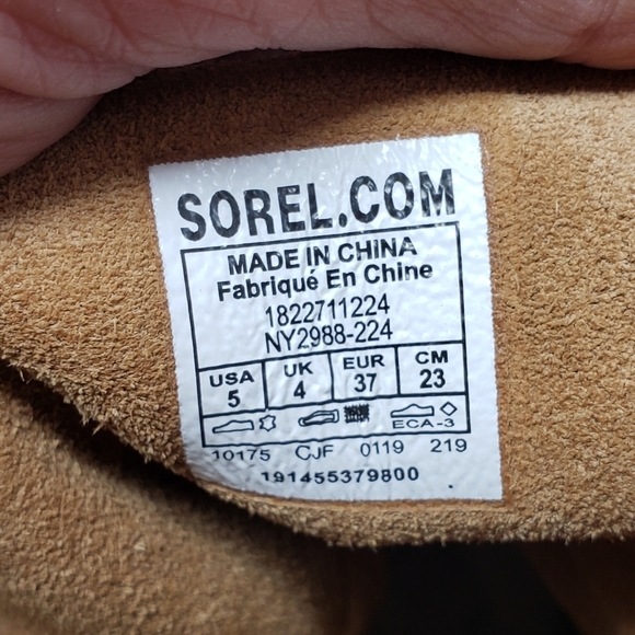 Sorel Joan of Arctic tan suede wedge boots size 5 big girls/6.5 womens - Picture 10 of 10